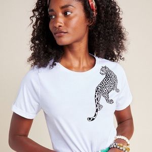 Anthropologie Leopard Graphic Tee Size 10